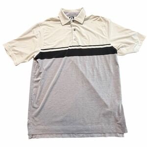 FootJoy‎ FJ Golf Polo Shirt White Gray Colorblock Rutland Country Club Men's L